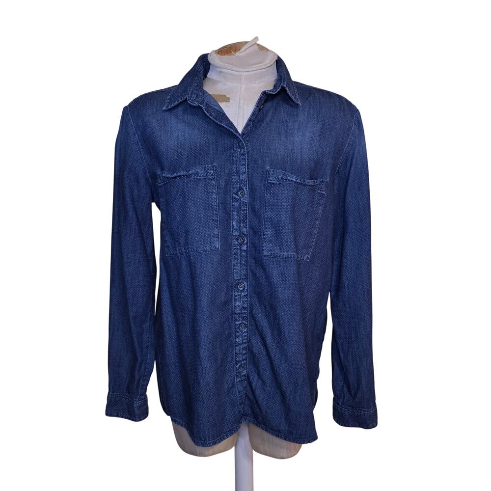 Anthropologie Pilcro Denim Button Down With Flyaway Back Boho Western Size Small